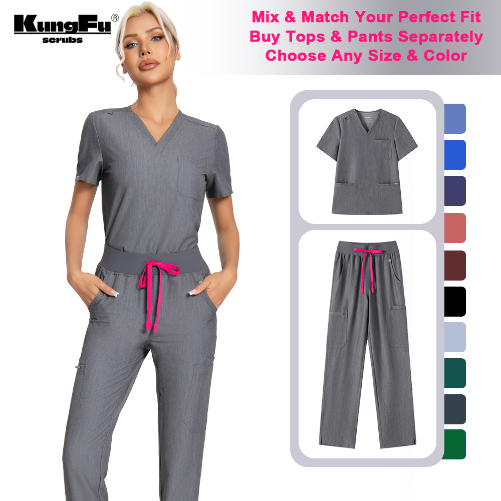 KUNGFU SCRUBS mujeres enfermer - Medical Lab Uniform reseña y precio