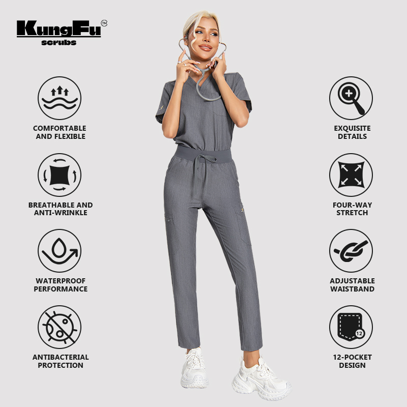 KUNGFU SCRUBS mujeres enfermer - Medical Lab Uniform reseña y precio